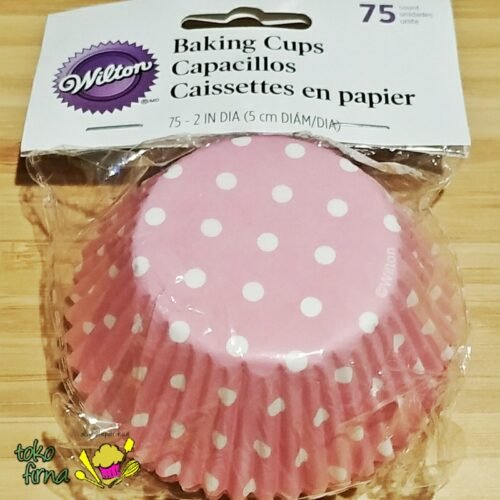 Baking Cup Paper Cup Cupcake Liner Pink Muda Polkadots isi 75