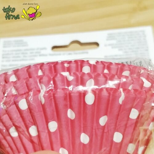 Cupcake Liner Baking Cup Polkadot Pink isi 75