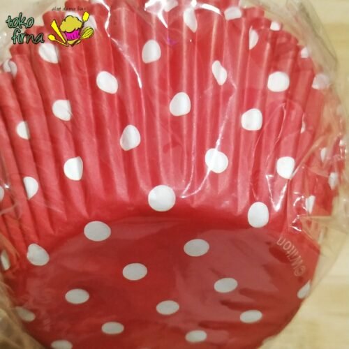 Cupcake Liner Baking Cup Polkadot Merah isi 75